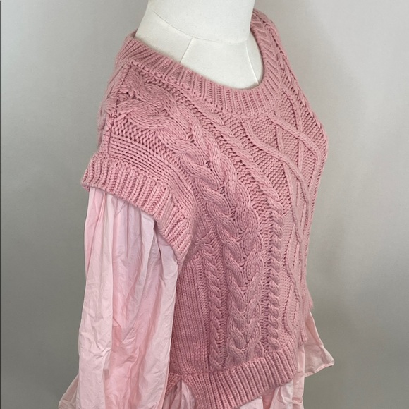 English Factory Cable Knit Sweater in Blush, L - Picture 9 of 9